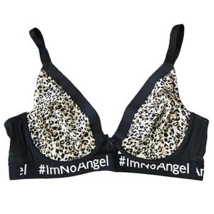CACIQUE animal print unlined "I'm No Angel" boost plunge bra 42D